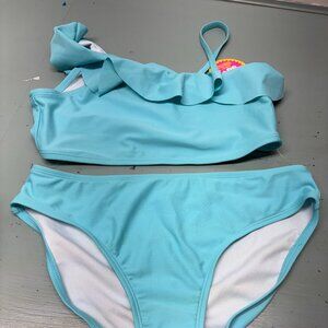 CHILDRENS PLACE size14 girls XL teal 2 piece bikini swim suit